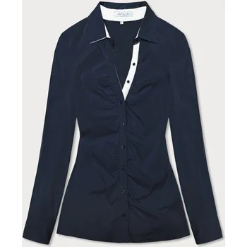 Dámská halenka Halenka s kontrastními vsadkami a ozdobným nařasením, odstíny modré S (36) i392_22195-46