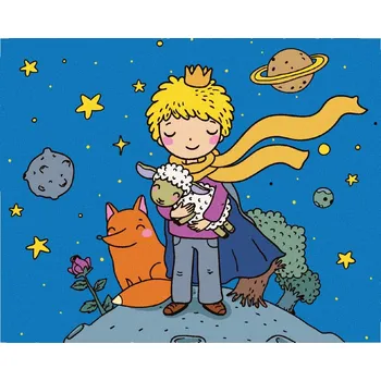 Diamondi Diamantové malování - MALÝ PRINC S OVEČKOU Rozměr: 40x50 cm, Rámování: bez rámu a bez vypnutí plátna