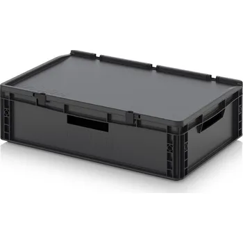 paleta ESD euro přepravky včetně víka s panty 60 x 40 x 18,5 cm - Dopravní černá - materiál: ESD PP - ESD ED 64/17 HO