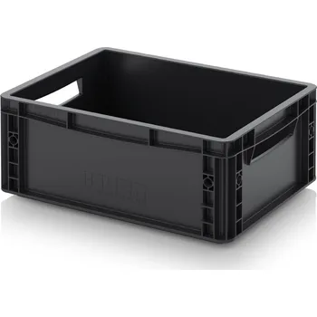 ESD euro přepravky 40 x 30 x 17 cm - Dopravní černá - materiál: ESD PP - ESD EG 43/17