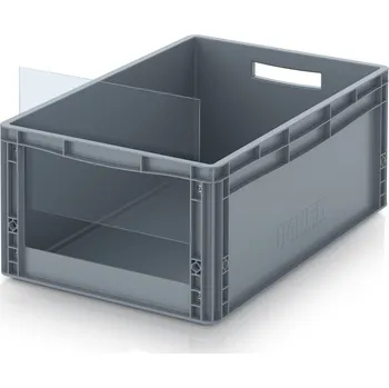 paleta Skladové otevřené přepravky v euro formátu SK ES 60 x 40 x 27 cm - Stříbrošedá - materiál: PP - SK S ES 64/27