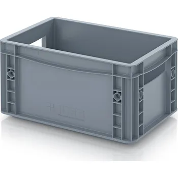 paleta Euro přepravky uzavřené 30 x 20 x 17 cm, držadla zavřená - Stříbrošedá - materiál: PP - EG 32/17