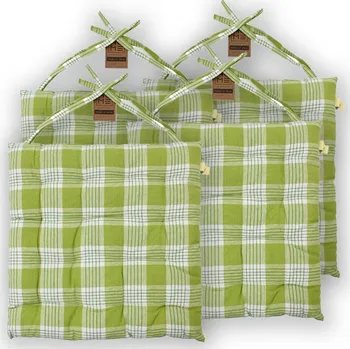 Home Elements Podsedák prošívaný 40 x 40 cm 4 ks, bílé/zelené káro