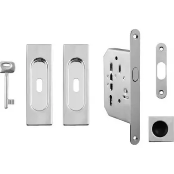 Stavební pouzdro VPD Set na posuvné dveře 372-322 BB zámek Chrom lesklý