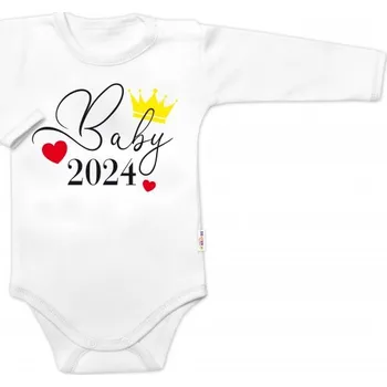 Kojenecký body Body dlouhý rukáv Baby 2024, Baby Nellys, bílé, Velikost koj. oblečení 86 (12-18m)