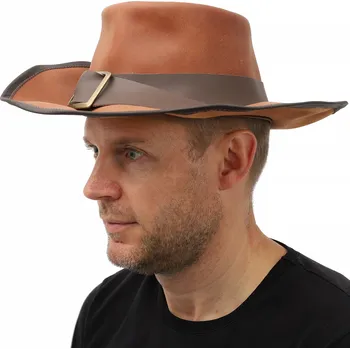 Karnevalový kostým Lord of Battles Pánský kožený klobouk ve dvou odstínech hnědé
