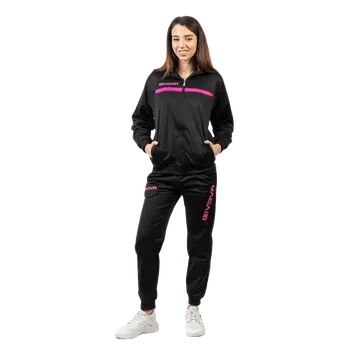 tepláková souprava givova One Full Zip černá/fuxiová 1006 XXXL