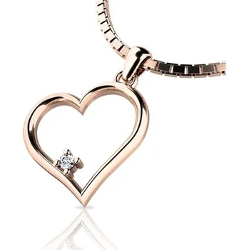 Přívěsek Dámský přívěsek růžové zlato 585/1000 přírodní diamant 0.027 ct G/SI 10875-CV-DIA bez řetízku