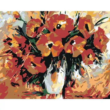 Diamondi Diamantové malování - VLČÍ MÁK V BÍLÉ VÁZE Rozměr: 40x50 cm, Rámování: bez rámu a bez vypnutí plátna