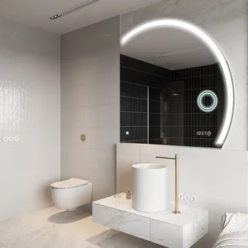 Zrcadlo Moderní LED Půlkruhové Zrcadlo - Stylové Osvětlení pro Koupelnu Q222
