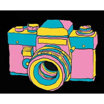 Diamondi Diamantové malování - POP-ART FOTOAPARÁT Rozměr: 40x50 cm, Rámování: bez rámu a bez vypnutí plátna
