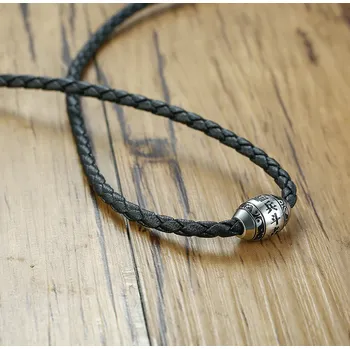 Náhrdelník B-TOP Pánský náhrdelník z PU kůže s nerezovým přívěskem