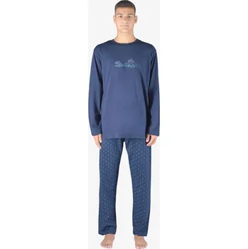 Pánské pyžamo Pánské pyžamo dlouhé 79149P šedé vel.3XL- Gina