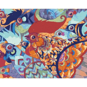 Diamondi Diamantové malování - BAREVNÉ MALOVANÉ SLEPICE Rozměr: 40x50 cm, Rámování: vypnuté plátno na rám