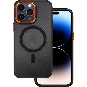Pouzdro na mobilní telefon Tel Protect Magnetic Carbon Case pro Iphone 12/12 Pro Black-orange
