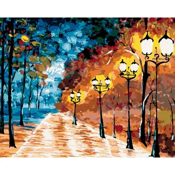 Hračka Diamondi Diamantové malování - OSAMĚLÝ OSVĚTLENÝ PARK Rozměr: 40x50 cm, Rámování: bez rámu a bez vypnutí plátna