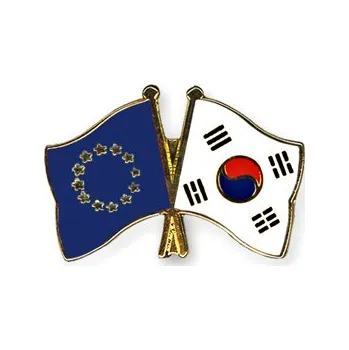 Odznak (pins) 22mm vlajka EU+Jižní Korea - barevný