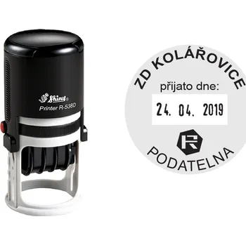 Razítko Datumové razítko Shiny R-538D Printer Line, vlastní text Ø 38 mm