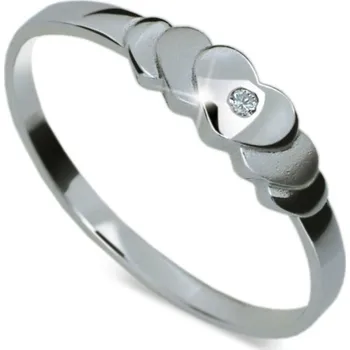 Prsten Dámský prsten bílé zlato 585/1000 přírodní diamant 0.012 ct G/SI DF1876 velikost 55