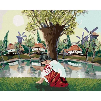 Hračka Diamondi Diamantové malování - DÍVKA U JEZERA Rozměr: 40x50 cm, Rámování: bez rámu a bez vypnutí plátna