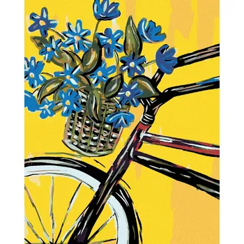 Diamondi Diamantové malování - MODRÉ KVĚTY NA KOLE Rozměr: 40x50 cm, Rámování: bez rámu a bez vypnutí plátna