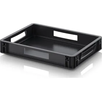 ESD euro přepravky 40 x 30 x 7,5 cm - Dopravní černá - materiál: ESD PP - ESD EG 43/75 HO