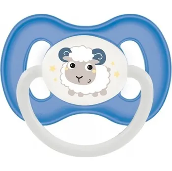 Dudlík silikonový zkosený - OVEČKA modrý - 0-6měs.
