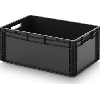 paleta ESD euro přepravky 60 x 40 x 27 cm - Dopravní černá - materiál: ESD PP - ESD EG 64/27