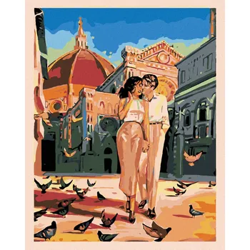 Diamondi Diamantové malování - ZAMILOVANÝ PÁR S HOLUBY Rozměr: 40x50 cm, Rámování: bez rámu a bez vypnutí plátna