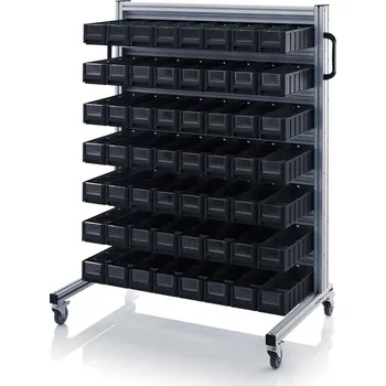 paleta ESD systémové přepravní podvozky pro regálové přepravky 112 x 65 x 135 cm - Dopravní černá - materiál: Aluminium / Stahl / Kunststoff / MPX - ESD SR.L.4109