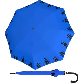 Deštník Doppler Fiber Flex AC Cats Family Blue - dámský holový vystřelovací deštník