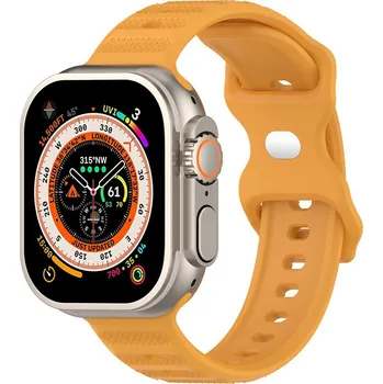 Řemínek na hodinky Řemínek pro Apple Watch Ultra 49mm / 45mm / 44mm / 42mm - vroubkovaný / tečky - silikonový - žlutý