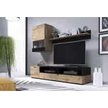 Obývací stěna SNAP, dub lefkas/černý mat