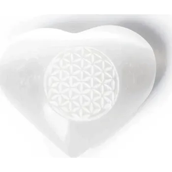 Milujeme Kameny Selenit bílý - srdce se symbolem květu života 40199