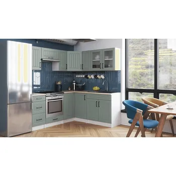 Kuchyňská linka Rohová kuchyňská linka Romana světle zelná MAT