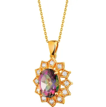 Přívěsek Zlatý přívěsek s topazem a zirkony - AP536-2958