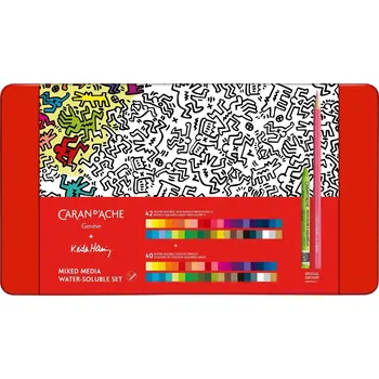 Kresba Caran d´Ache Caran d'Ache, CC3000.023, Mixed media Keith Haring, sada výtvarných potřeb pro akvarel, 82 ks