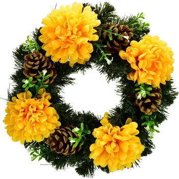 Smuteční dekorace Dušičkový věnec s chryzantémami 30 cm