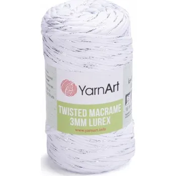 Galanterie YarnArt Twisted Macrame Lurex 3 mm 751 - bílá se stříbrnou