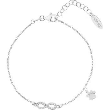Náramek Stříbrný náramek se zirkony - nekonečno, tlapka - AP536-6447