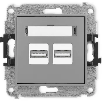 Elektrická zásuvka KARLIK Dvojitá USB nabíječka 2x USB-A, 15,5W MAX., 5V, 3,1A Barva: Matná šedá