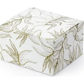 Dárková krabička Dárková krabička bílá s lístky - 10 ks