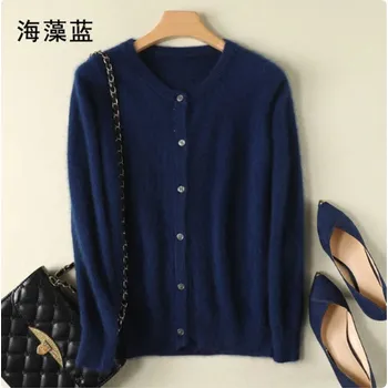 Dámský svetr Dámský luxusní svetřík z norkového kašmíru Barva: modrá (algal blue), Velikost: XXL