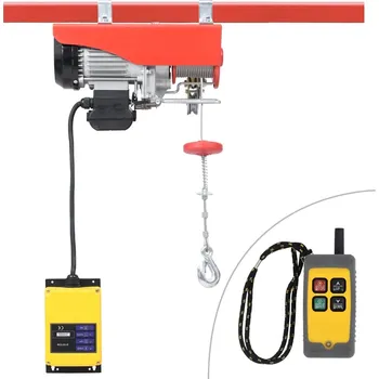 lanový naviják Elektrický kladkostroj s dálkovým ovladačem 1000 W 300/600 kg červený
