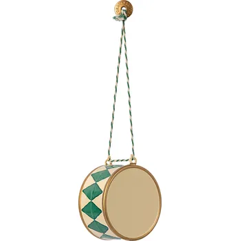 Vánoce Maileg Vánoční kovová ozdoba Velký bubínek Dark Green Maileg Metal Ornament Dark Green