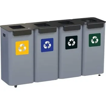 Odpadkový koš Alda Sada 4 ks kovových venkovních odpadkových košů Modular na tříděný odpad, objem 4 x 70 l