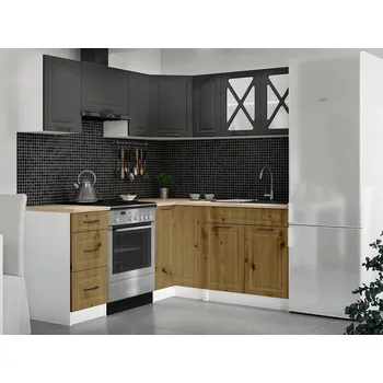 Kuchyňská linka Rohová kuchyňská linka Astra grafit/artisan MAT