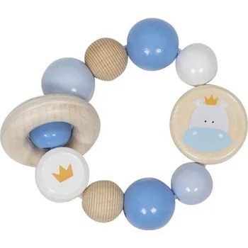 Chrastítko - Kroužek korálkový, Modrý s hrošíkem (Goki)