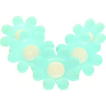 Knoflík plastový knoflík kytička tyrkysová