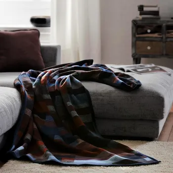 deka SCANquilt pléd VELURO denim kostka modrohnědá střední 150 x 200 cm